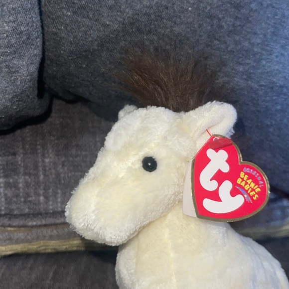 TY Marshall Beanie Baby NWT cream color with black mane DOB: 2-26-2004 - Picture 5 of 12